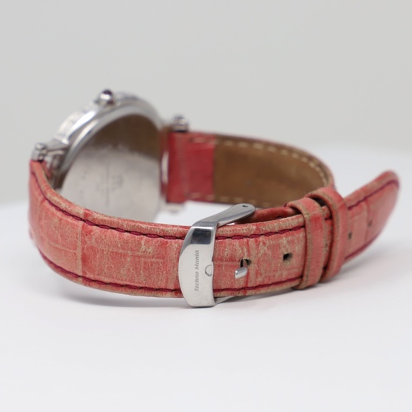 Techno Mania pink Heart Shaped White Diamond Ladies Stainless Steel Watch main image 8